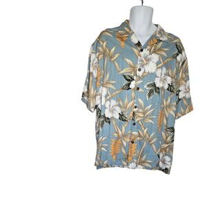 VTG Hilo Hattie Hawaiian Shirt Floral Print Button Up Short Sleeve XL